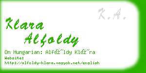 klara alfoldy business card